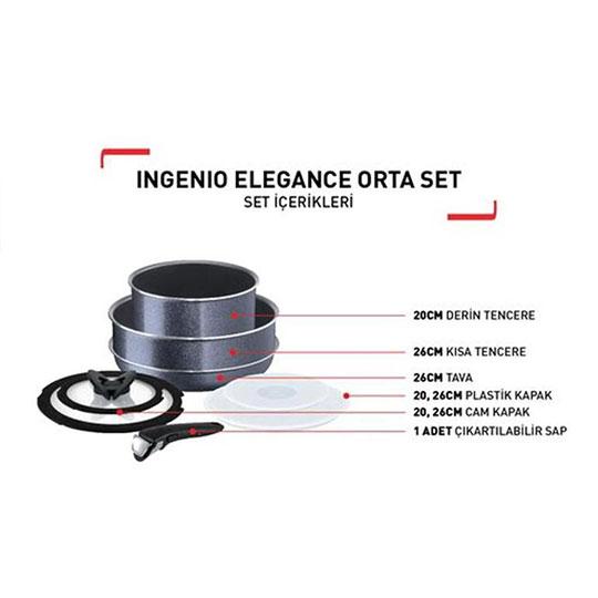 سرویس قابلمه 8 پارچه تفال Ingenio Elegance